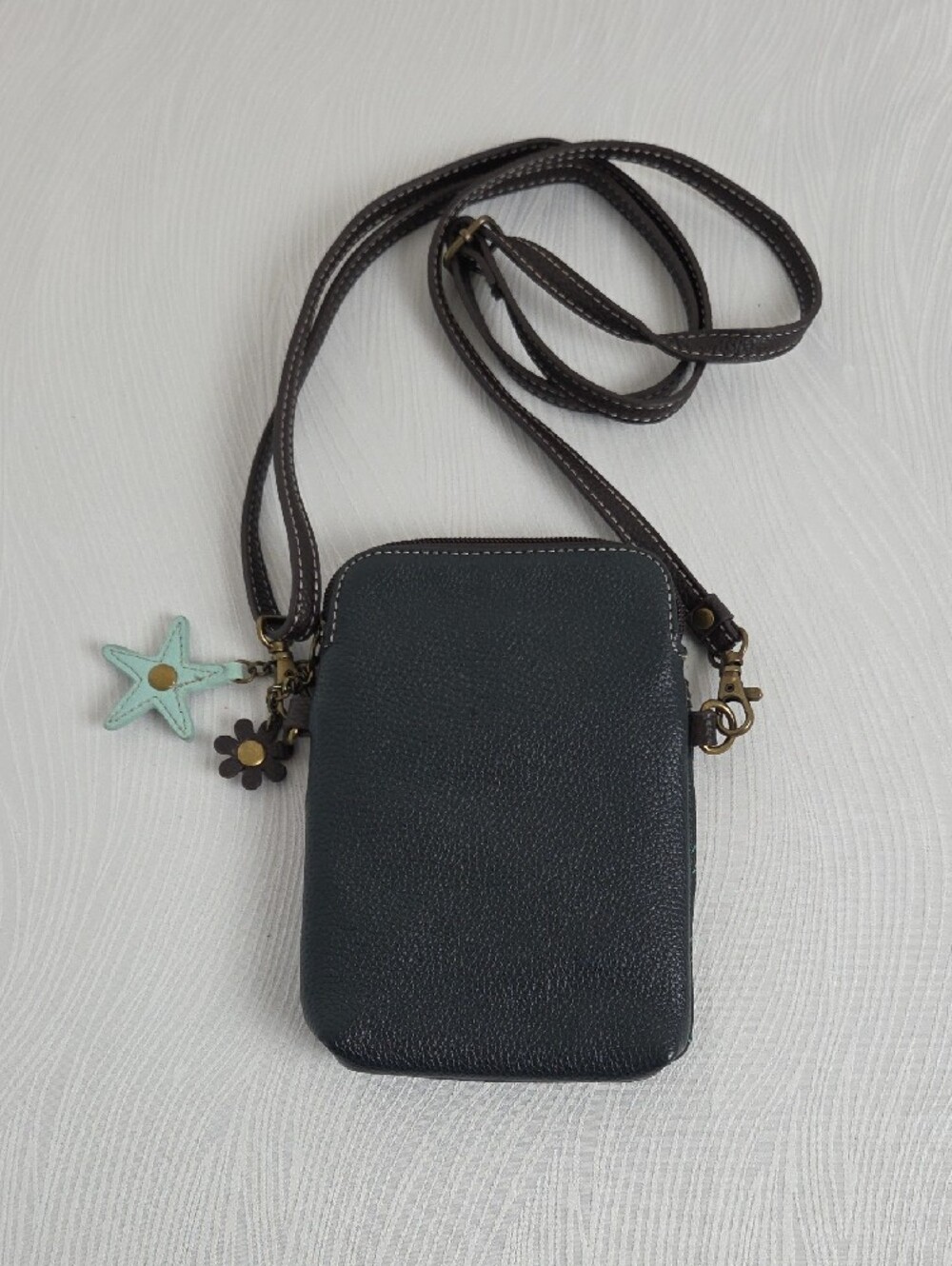 Chala Teal & Black Turtle Appliqué Crossbody Bag - Picture 2 of 6